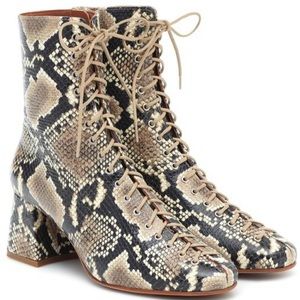 BY FAR Women's Natural Becca Lace-up Leather Ankle Boots
